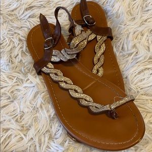 Gold and brown sandals